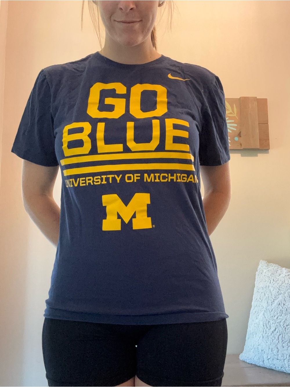 Nike Navy and Yellow University of Michigan Graphic Tee